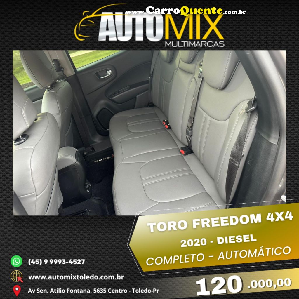 FIAT   TORO FREEDOM 2.0 16V 4X4 TB DIESEL AUT.   CINZA 2020 2.0 DIESEL - Loja