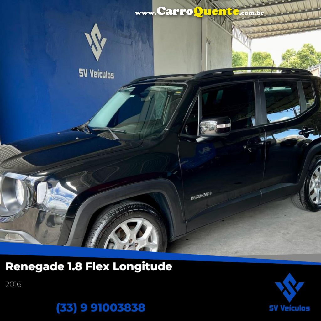 JEEP   RENEGADE LONGITUDE 1.8 4X2 FLEX 16V AUT.   PRETO 2016 1.8 FLEX - Loja