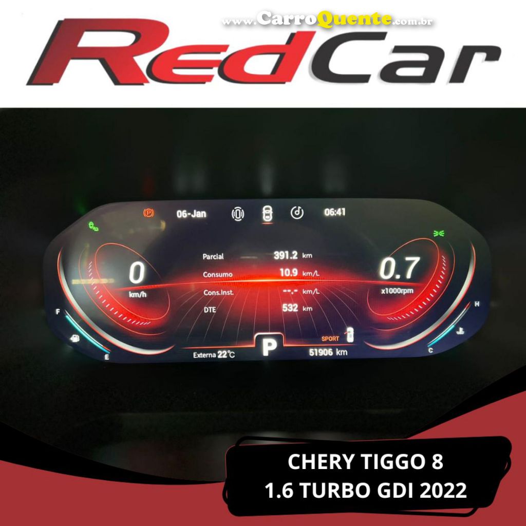 CHERY   TIGGO 8 TXS 1.6 16V TGDI AUT.   PRETO 2022 1.6 GASOLINA - Loja