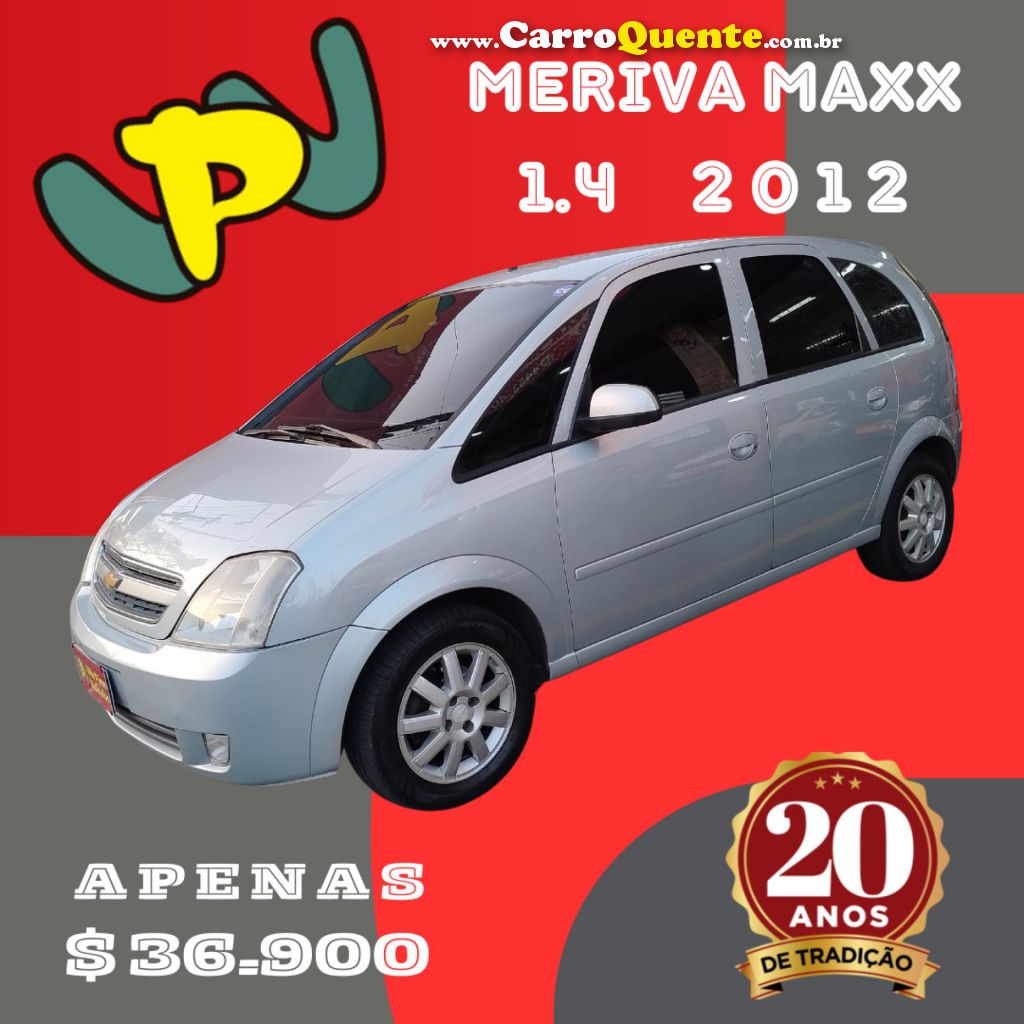 CHEVROLET   MERIVA MAXX 1.4 MPFI 8V ECONOFLEX 5P   PRATA 2012 1.4 GASOLINA - Loja