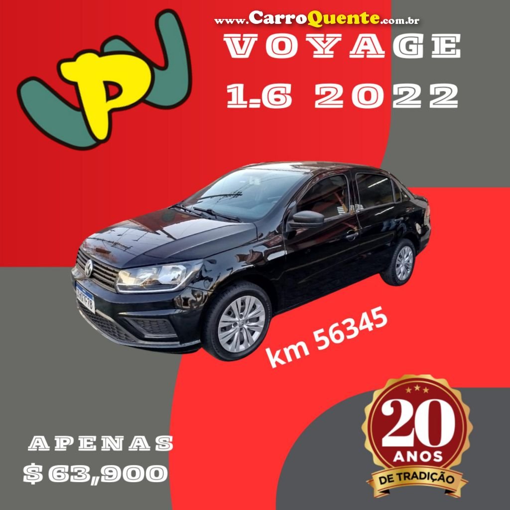 VOLKSWAGEN   VOYAGE 1.6 MSI FLEX 8V 4P   PRETO 2022 1.6 FLEX - Loja