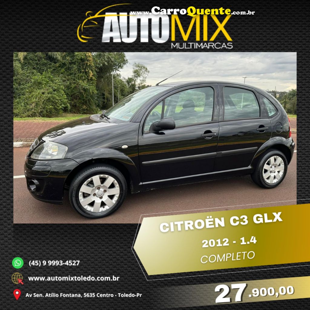 CITROËN   C3 GLX 1.4 GLX SONORA 1.4 FLEX 8V 5P   PRETO 2012 1.4 FLEX - Loja