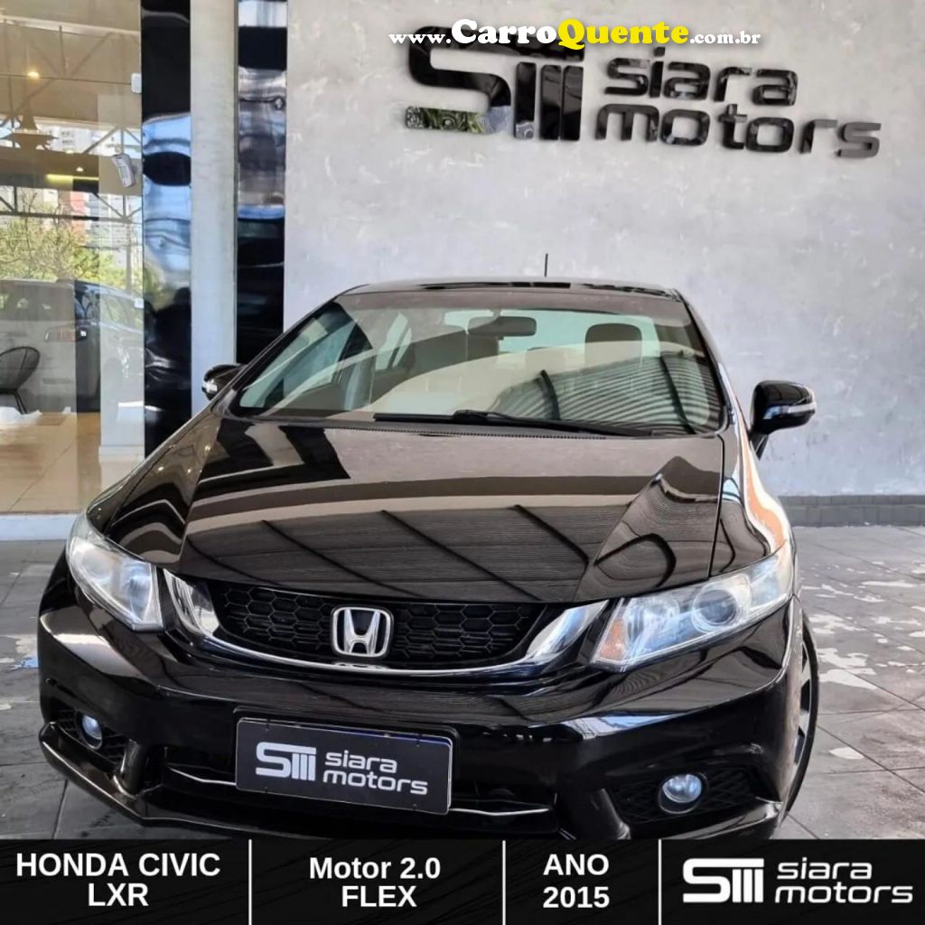 HONDA   CIVIC SEDAN LXR 2.0 FLEXONE 16V AUT. 4P   PRETO 2015 2.0 GASOLINA - Loja