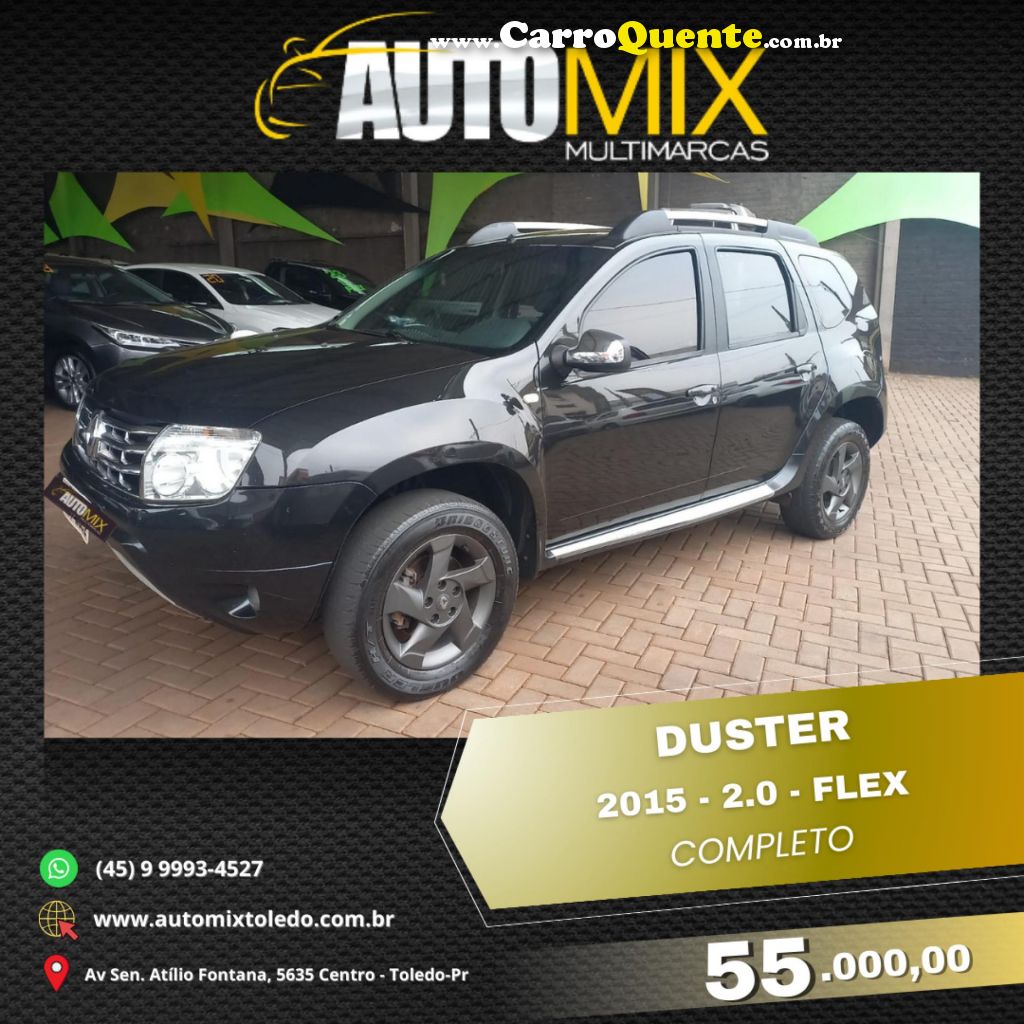 RENAULT   DUSTER DYNAMIQUE 2.0 HI-FLEX 16V MEC.   PRETO 2015 2.0 GASOLINA - Loja