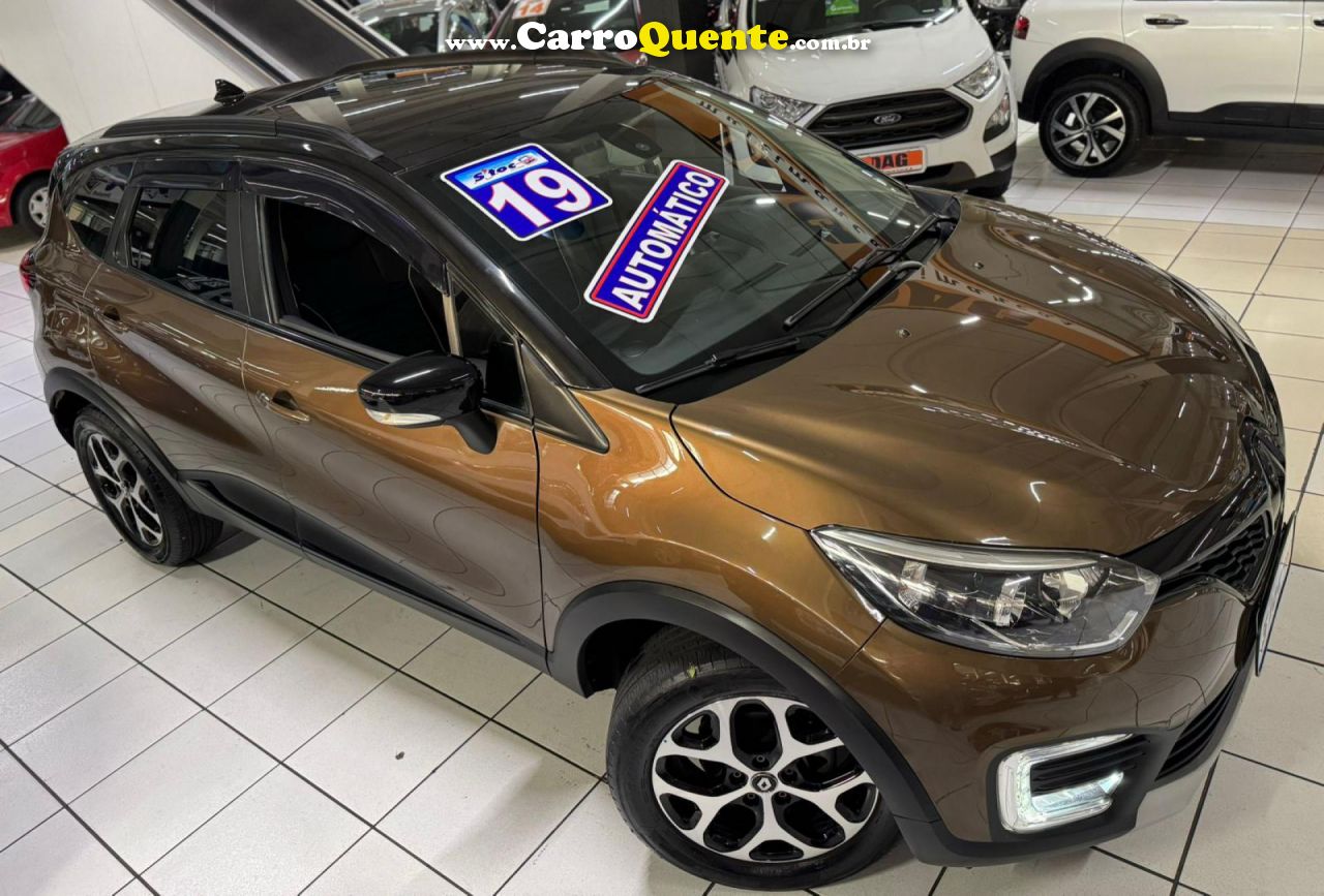 RENAULT   CAPTUR INTENSE 1.6 16V FLEX 5P AUT.   MARROM 2019 1.6 FLEX - Loja