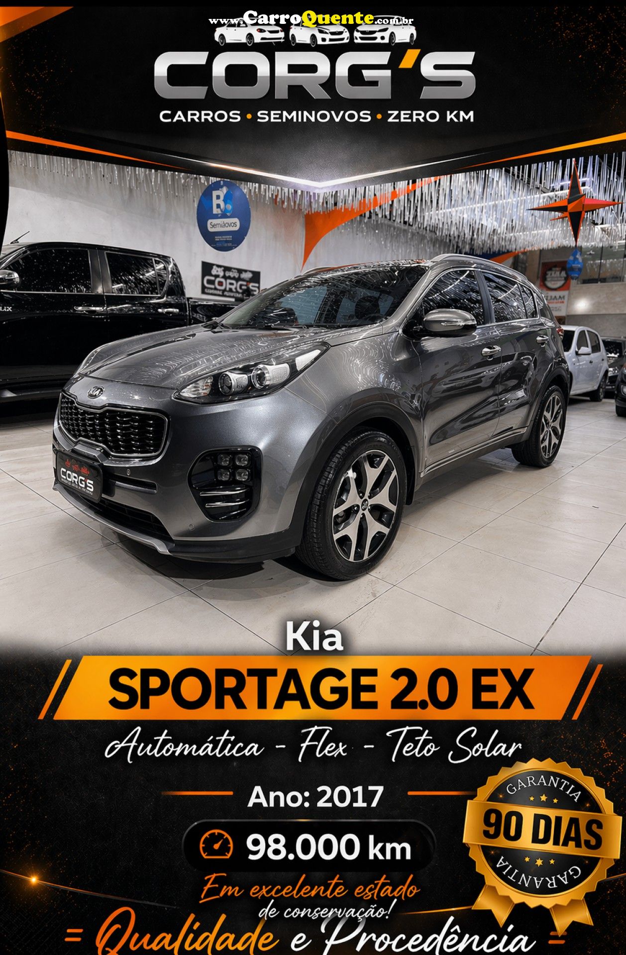 KIA   SPORTAGE EX 2.0 16V 2.0 16V FLEX AUT.   PRATA 2017 2.0 FLEX - Loja