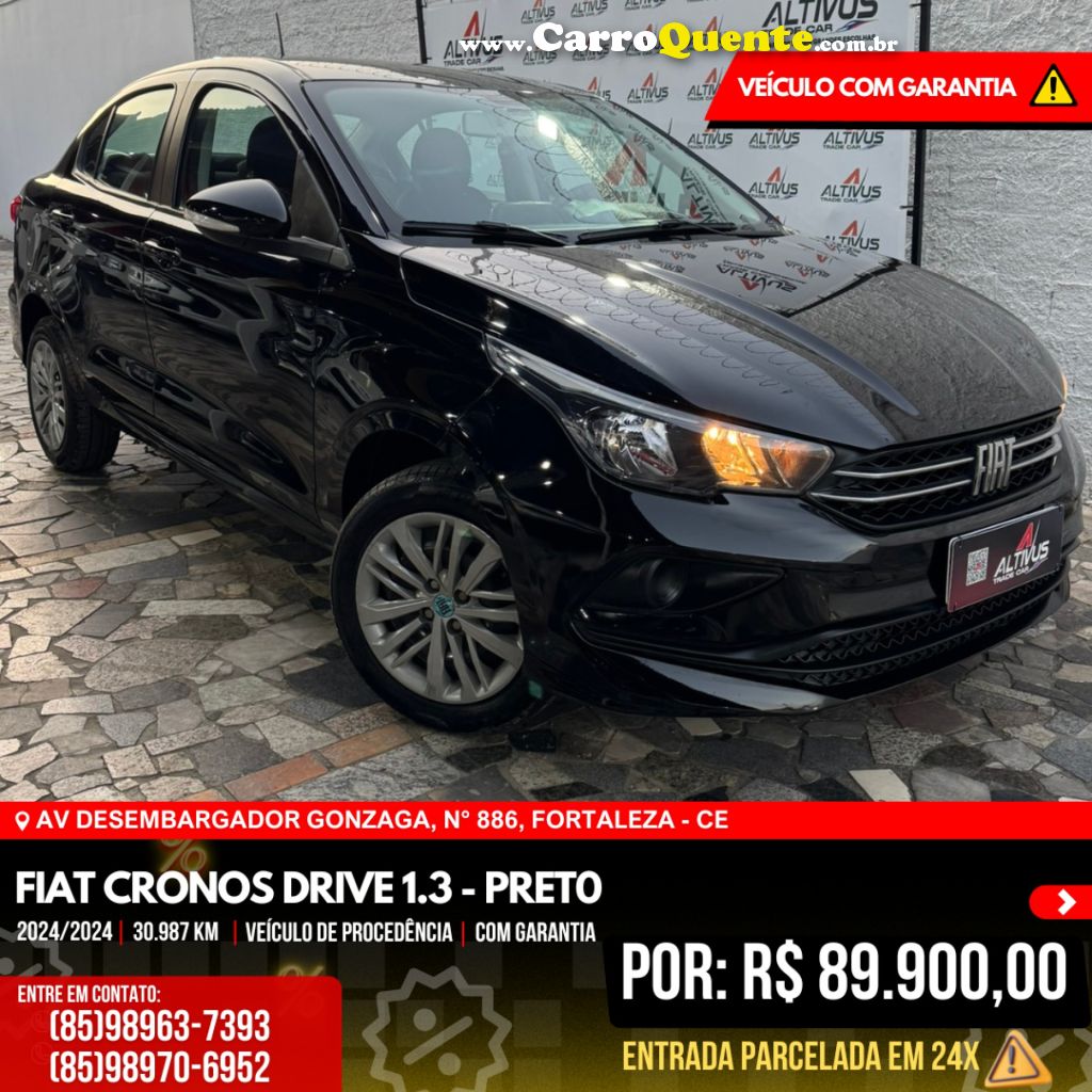 FIAT   CRONOS DRIVE 1.3 8V FLEX   PRETO 2024 1.3 FLEX - Loja