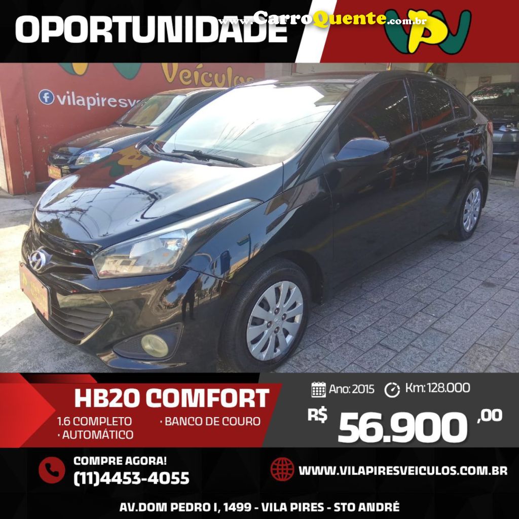 HYUNDAI   HB20S C.STYLEC.PLUS1.6 FLEX 16V AUT. 4P   PRETO 2015 1.6 FLEX - Loja