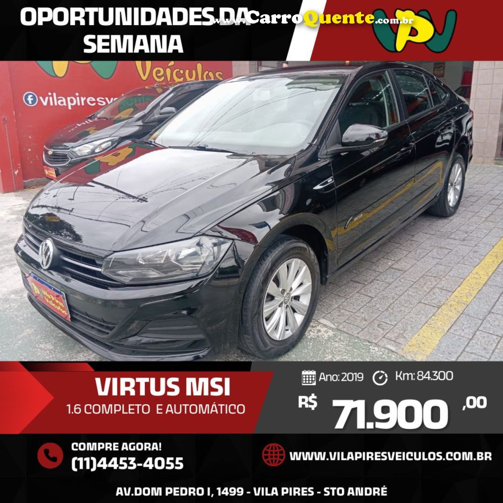 VOLKSWAGEN   VIRTUS 1.6 MSI FLEX 16V 4P AUT.   PRETO 2019 1.6 FLEX - Loja