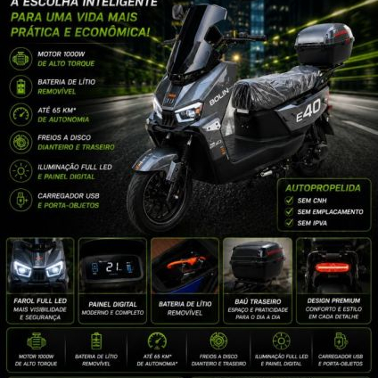 BOLIN   SCOOTER MOTO ELÉTRICA BOLIN  E40 1000W   PRATA 2026 1000W ELÉTRICO