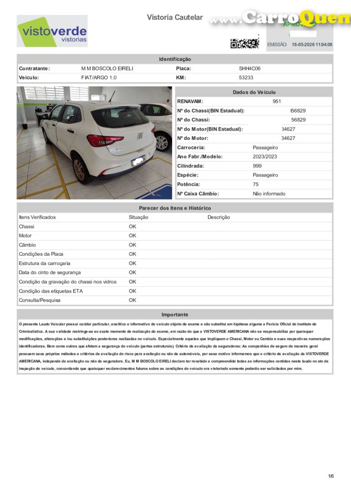 FIAT   ARGO 1.0 6V FLEX.   BRANCO 2023 1.0 GASOLINA - Loja