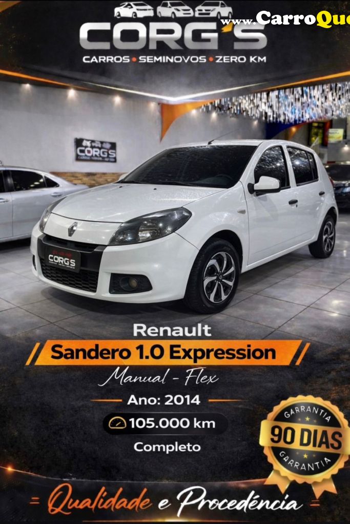 RENAULT   SANDERO EXPRESSION HI-FLEX 1.0 16V 5P   BRANCO 2014 1.0 GASOLINA - Loja