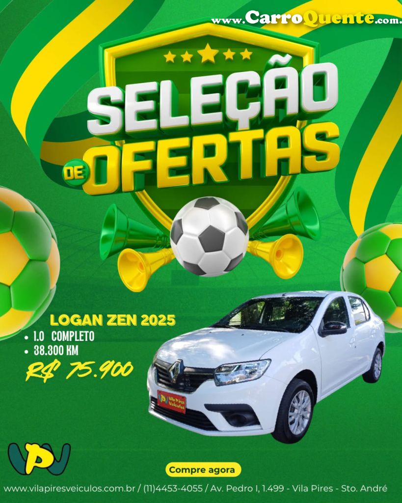 RENAULT   LOGAN ZEN FLEX 1.0 12V 4P MEC.   BRANCO 2025 1.0 FLEX - Loja
