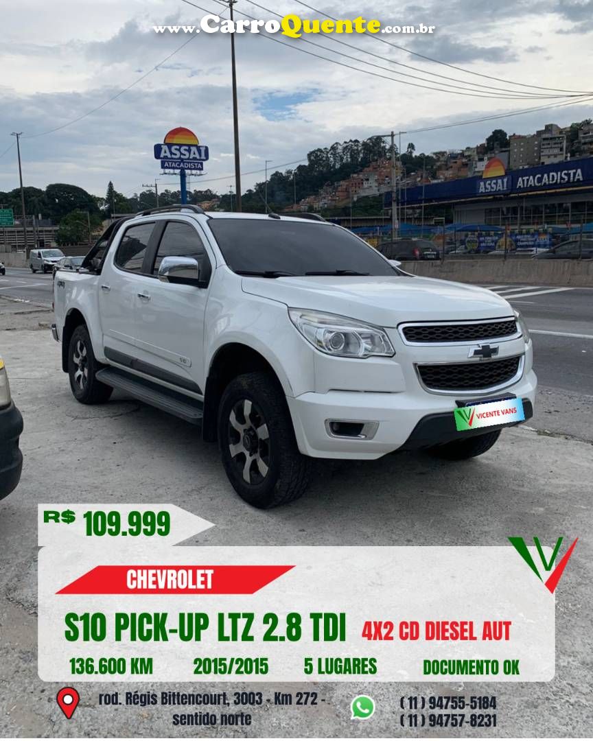 CHEVROLET S10 2.8 LTZ 4X2 CD 16V TURBO 2015 - Loja