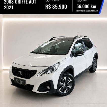 PEUGEOT   2008 GRIFFE 1.6 TURBO FLEX 16V 5P AUT.   BRANCO 2021 1.6 FLEX