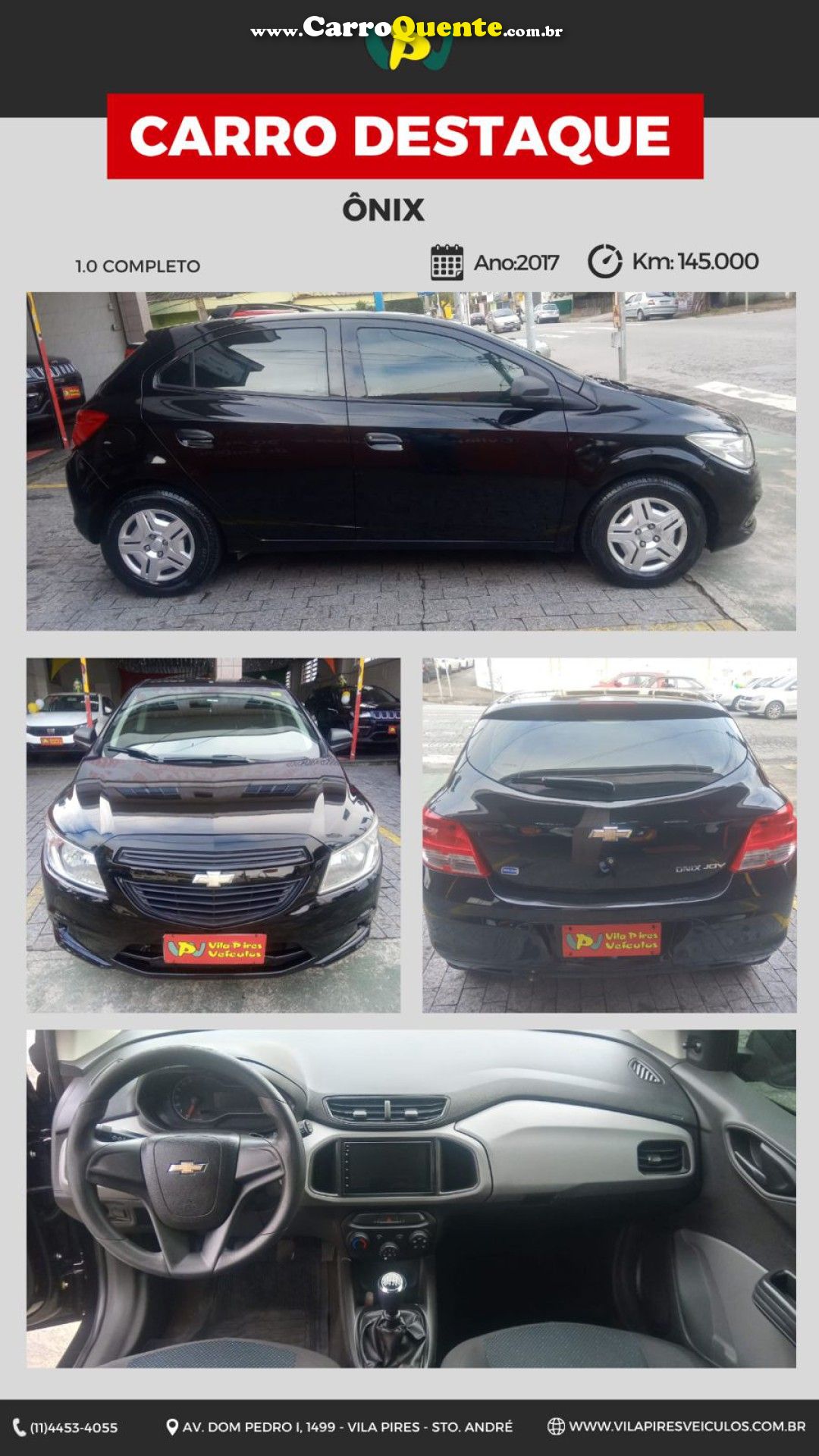 CHEVROLET   ONIX HATCH JOY 1.0 8V FLEX 5P MEC.   PRETO 2017 1.0 FLEX - Loja