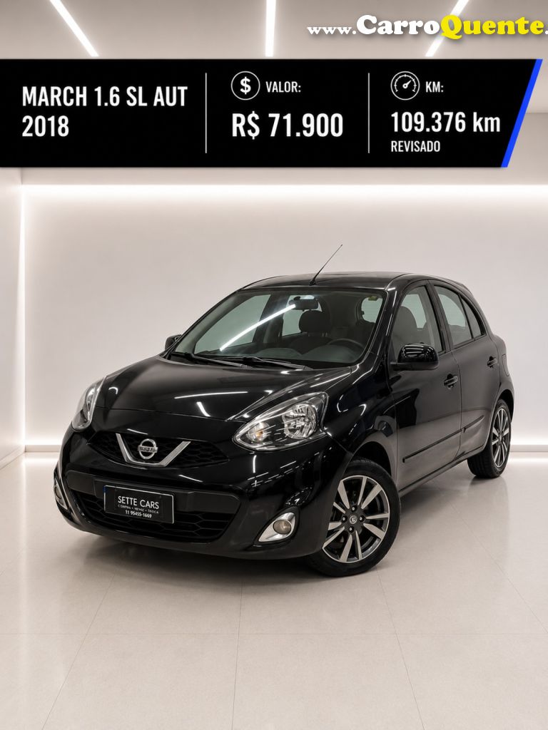 NISSAN   MARCH SL 1.6 16V FLEXSTART 5P AUT.   PRETO 2018 1.6 GASOLINA - Loja