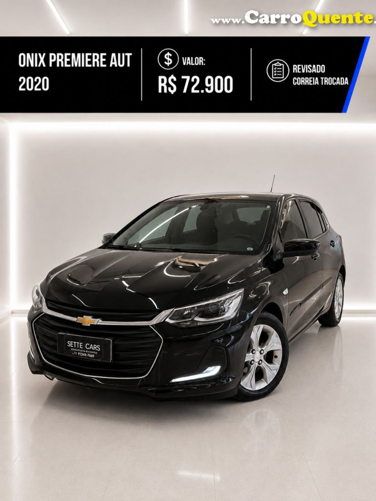 CHEVROLET   ONIX HATCH PREM. 1.0 12V TB FLEX 5P AUT.   PRETO 2020 1.0 FLEX - Loja
