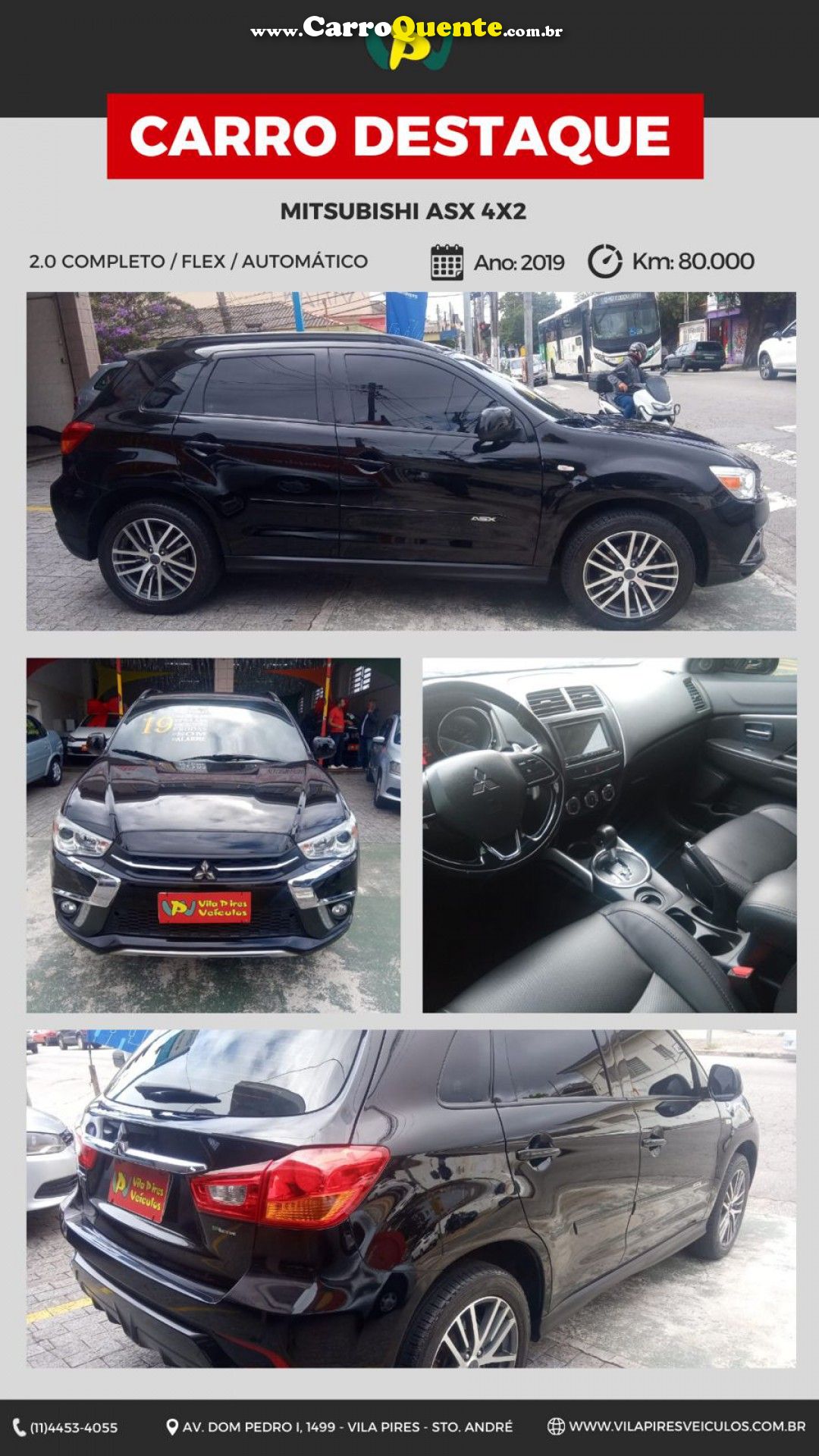 MITSUBISHI   ASX 2.0 16V 4X2 FLEX AUT.   PRETO 2019 2.0 FLEX - Loja