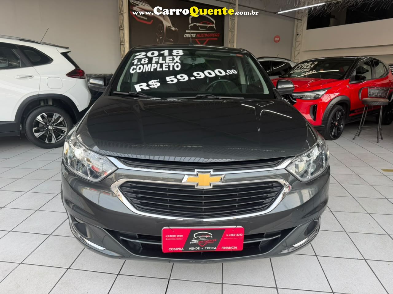 CHEVROLET   COBALT LTZ 1.8 8V ECONO.FLEX 4P MEC.   CINZA 2018 1.8 FLEX - Loja