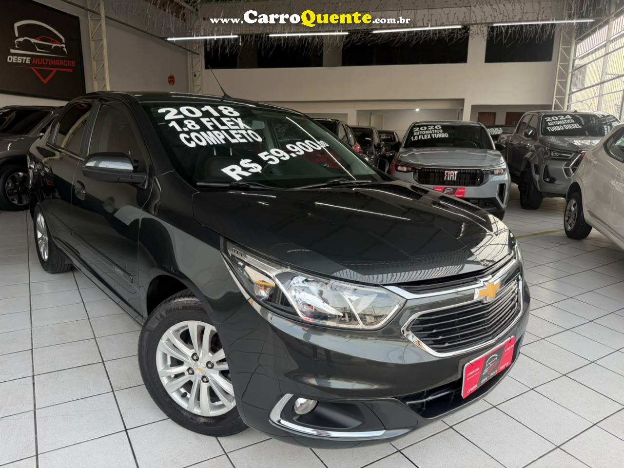 CHEVROLET   COBALT LTZ 1.8 8V ECONO.FLEX 4P MEC.   CINZA 2018 1.8 FLEX - Loja