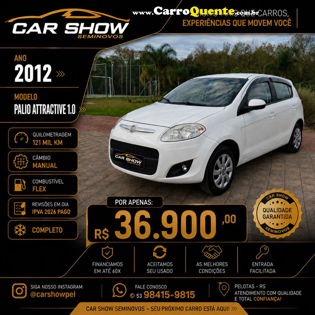 FIAT   PALIO ATTRACTIVE 1.0 EVO FIRE FLEX 8V 5P   BRANCO 2012 1.0 FLEX - Loja