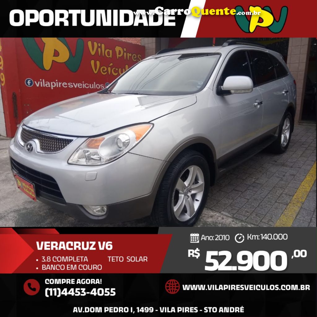 HYUNDAI   VERACRUZ GLS 3.8 4WD AUT.   PRATA 2010 3.8 GASOLINA - Loja
