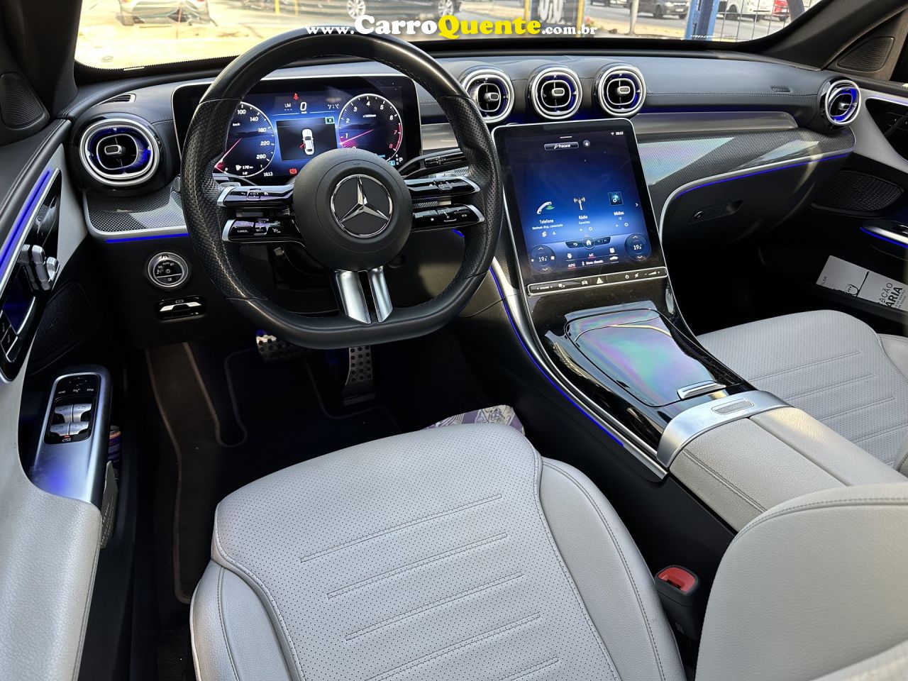 MERCEDES-BENZ   C-200 AMG LINE EQ BOOST 1.5 TB (HIB.)   AZUL 2022 1.5 GASOLINA E ELÉTRICO - Loja