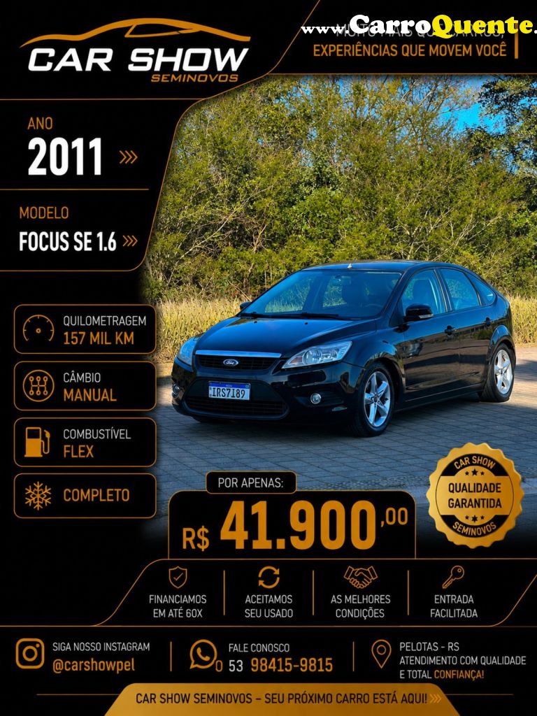 FORD   FOCUS 1.6 SSESE PLUS FLEX 8V16V  5P   PRETO 2011 1.6 FLEX - Loja