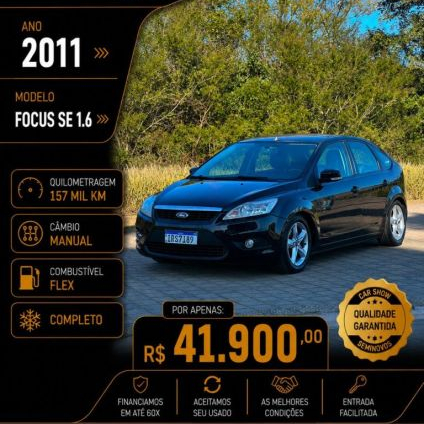 FORD   FOCUS 1.6 SSESE PLUS FLEX 8V16V  5P   PRETO 2011 1.6 FLEX