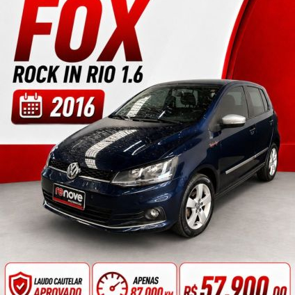 VOLKSWAGEN   FOX ROCK IN RIO 1.6 MI TOTAL FLEX 8V 5P   AZUL 2016 1.6 FLEX
