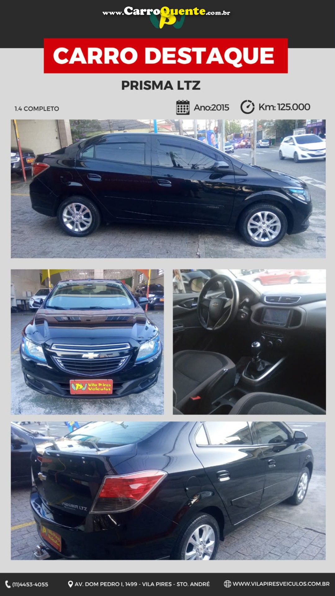 CHEVROLET   PRISMA SED. LTZ 1.4 8V FLEXPOWER 4P   PRETO 2015 1.4 FLEX - Loja