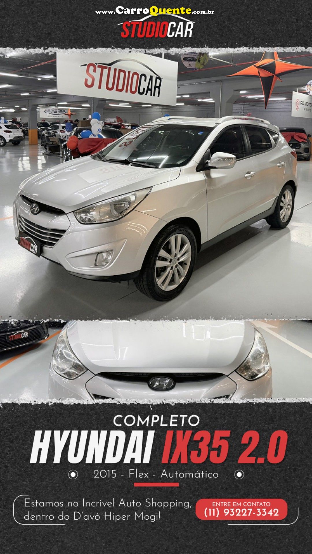 HYUNDAI   IX35 GLS 2.0 16V 2WD FLEX AUT.   PRATA 2015 2.0 FLEX - Loja