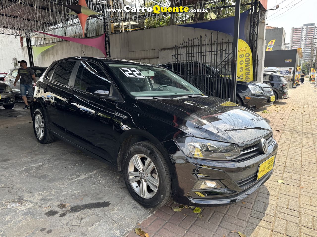 VOLKSWAGEN   POLO HIGHLINE 200 TSI 1.0 FLEX 12V AUT.   PRETO 2022 1.0 FLEX - Loja