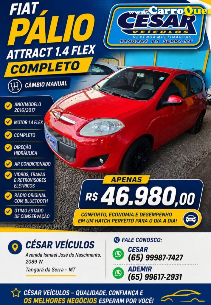FIAT   PALIO ATTRA.ITÁLIA 1.4 EVO F.FLEX 8V 5P   VERMELHO 2017 1.4 FLEX - Loja