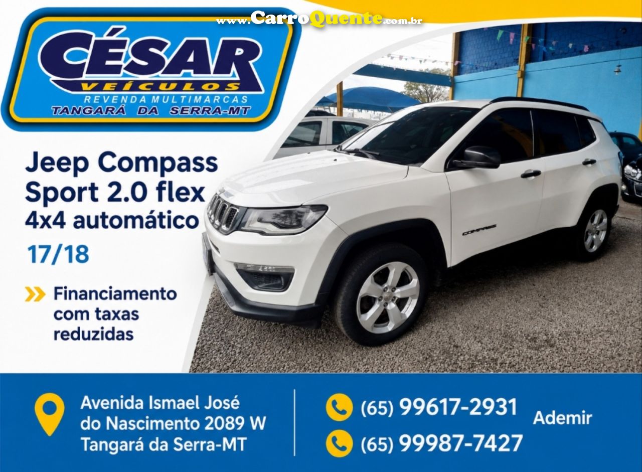 JEEP   COMPASS SPORT 2.0 4X4 FLEX 16V AUT.   BRANCO 2018 2.0 FLEX - Loja