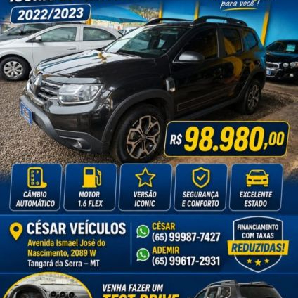 RENAULT   DUSTER ICONIC 1.6 16V FLEX AUT.   PRETO 2023 1.6 FLEX