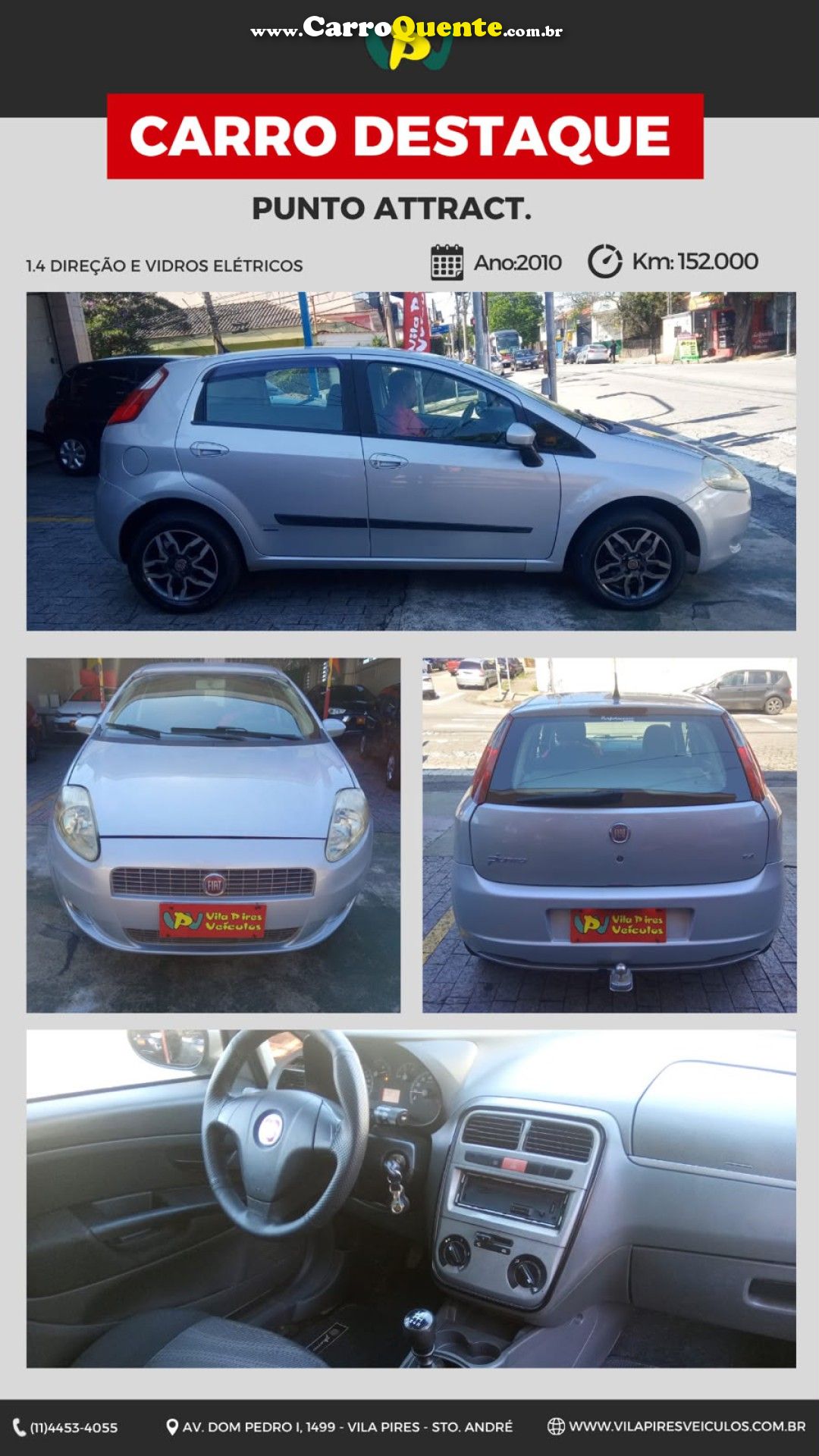 FIAT   PUNTO  ELX 1.4 FIRE FLEX 8V 5P   PRATA 2010 1.4 FLEX - Loja
