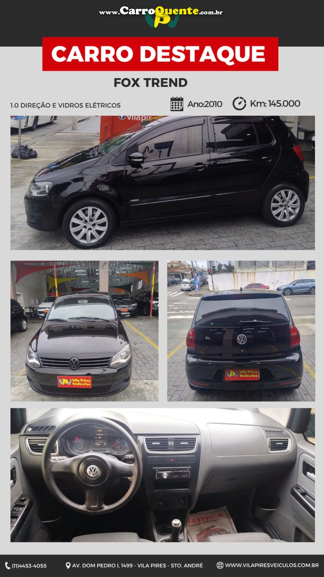 VOLKSWAGEN   FOX PLUS 1.0MI 1.0MI TOTAL FLEX 8V 4P   PRETO 2010 1.0 FLEX - Loja