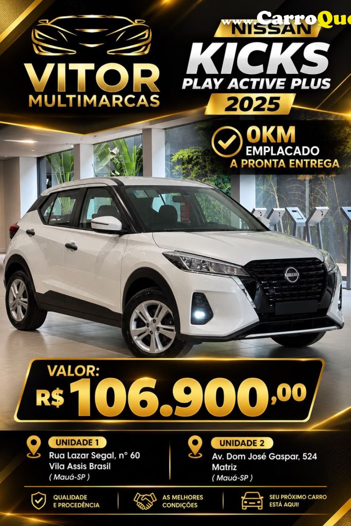 NISSAN   KICKS ACTIVE 1.6 16V FLEX AUT.   BRANCO 2025 1.6 FLEX - Loja