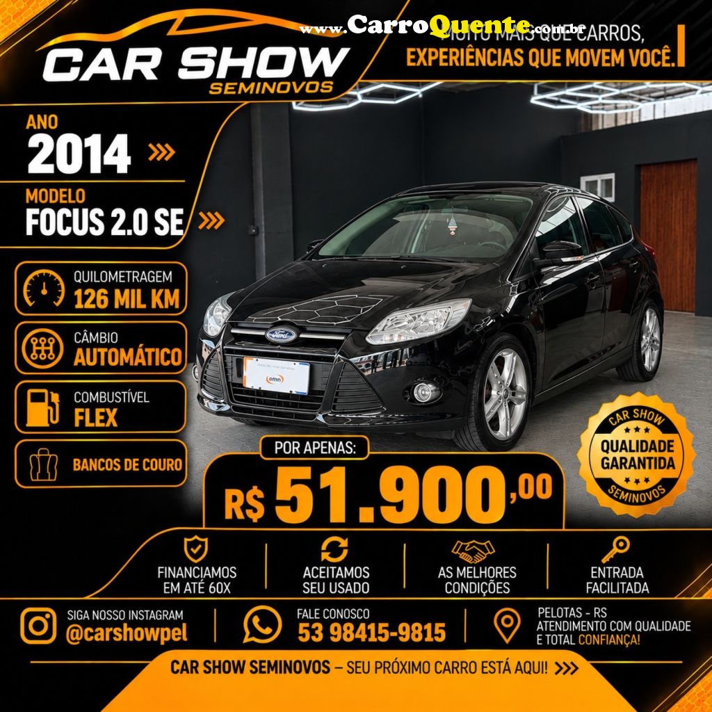 FORD   FOCUS 2.0 16VSESE PLUS FLEX 5P AUT.   PRETO 2014 2.0 FLEX - Loja