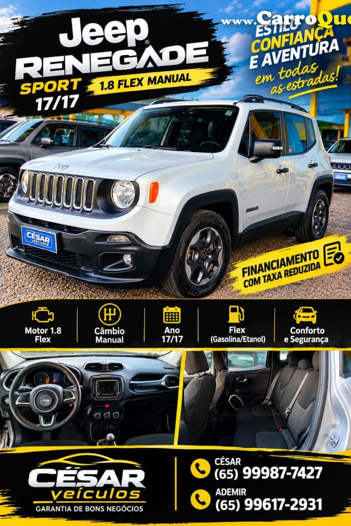 JEEP   RENEGADE 1.8 4X2 FLEX 16V MEC.   PRATA 2017 1.8 FLEX - Loja