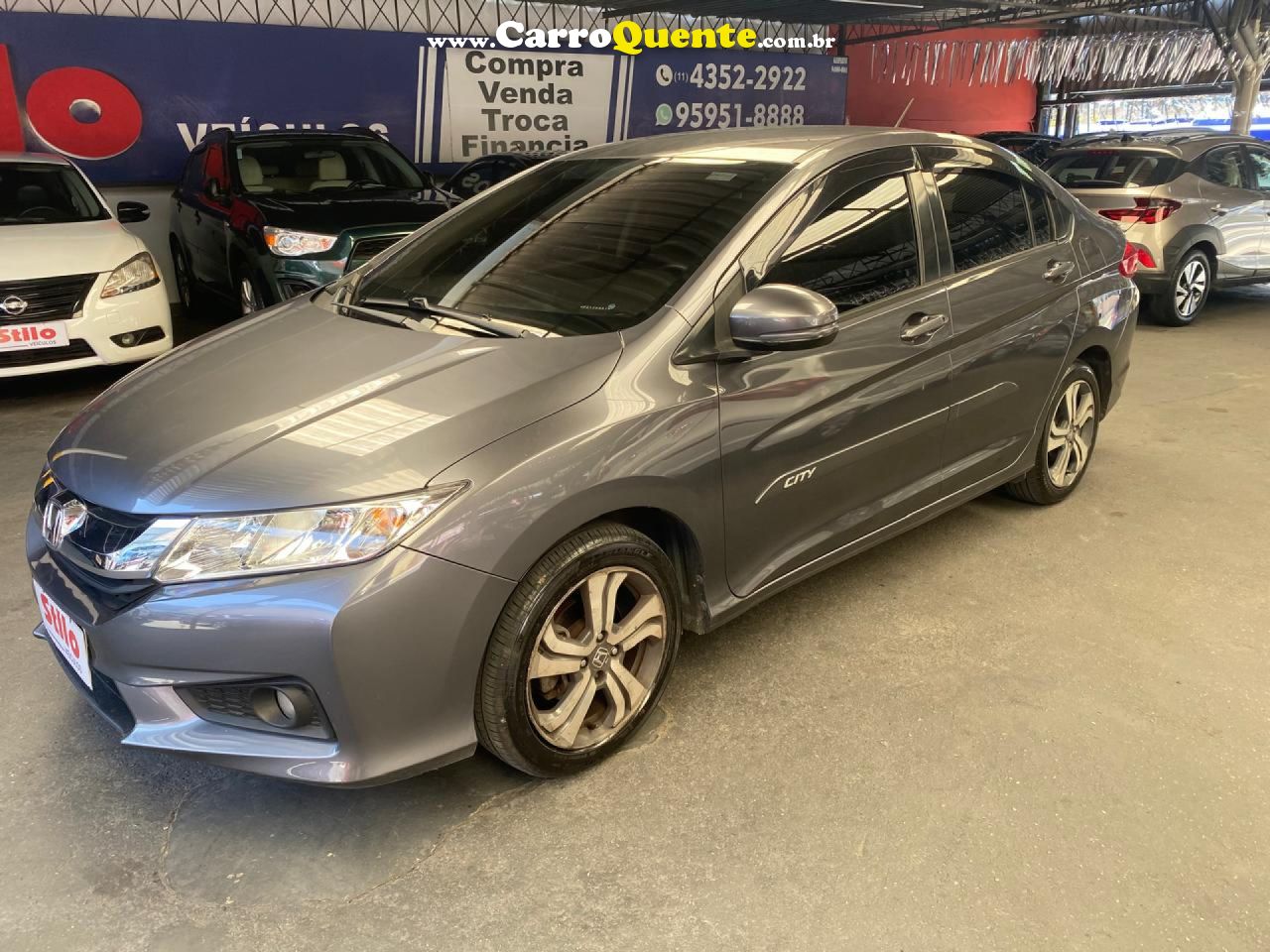HONDA   CITY SEDAN LX 1.5 FLEX 16V 4P AUT.   CINZA 2015 1.5 FLEX - Loja