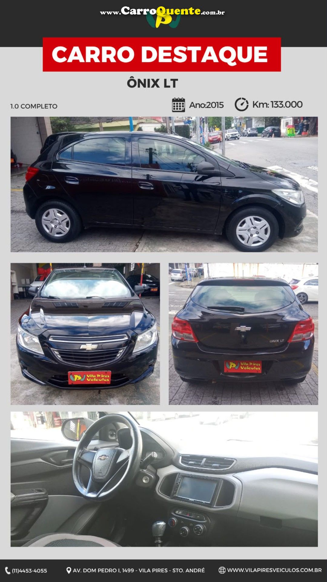 CHEVROLET   ONIX HATCH LT 1.0 8V FLEXPOWER 5P MEC.   PRETO 2015 1.0 FLEX - Loja