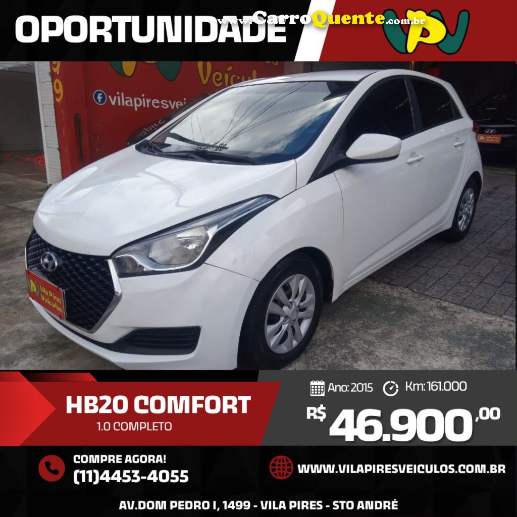 HYUNDAI   HB20 COMF.C.PLUSC.STYLE 1.0 FLEX 12V   BRANCO 2015 1.0 FLEX - Loja