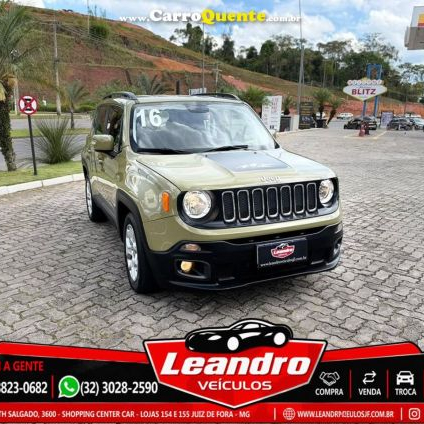 JEEP   RENEGADE LONGITUDE 1.8 4X2 FLEX 16V AUT.   VERDE 2016 1.8 FLEX