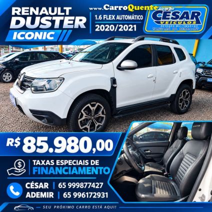 RENAULT   DUSTER ICONIC 1.6 16V FLEX AUT.   BRANCO 2021 1.6 FLEX